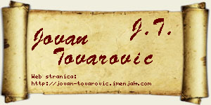 Jovan Tovarović vizit kartica